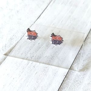 Hocus Pocus Epoxy Studs - Text Spider Web